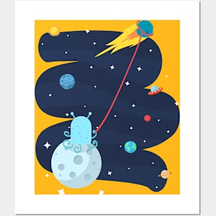 Space Kite T-Shirt - Universe Comet Ilustration Posters and Art